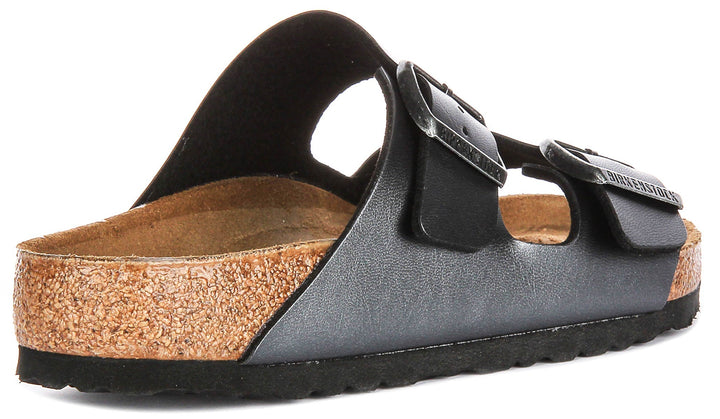 Birkenstock Arizona Sandals | Metallic Black Birko-Flor - Metallic Finish for Women - Regular Fit