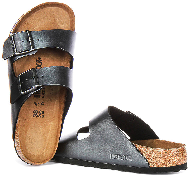Birkenstock Arizona Sandals | Metallic Black Birko-Flor - Metallic Finish for Women - Regular Fit