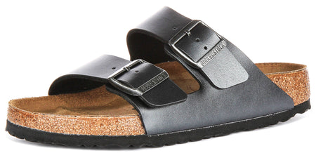 Birkenstock Arizona Sandals | Metallic Black Birko-Flor - Metallic Finish for Women - Regular Fit