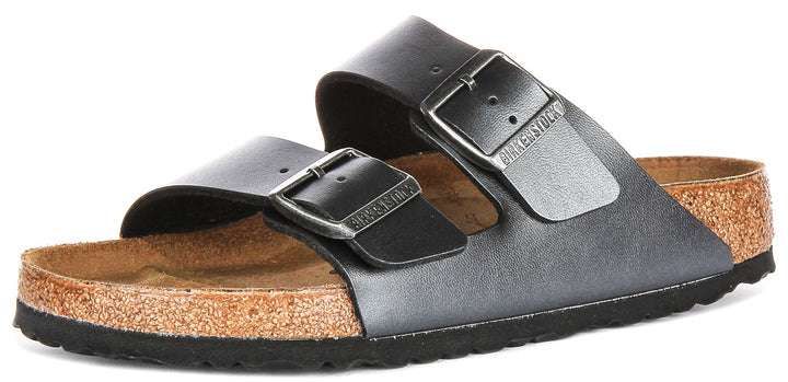 Birkenstock Arizona Sandals | Metallic Black Birko-Flor - Metallic Finish for Women - Regular Fit