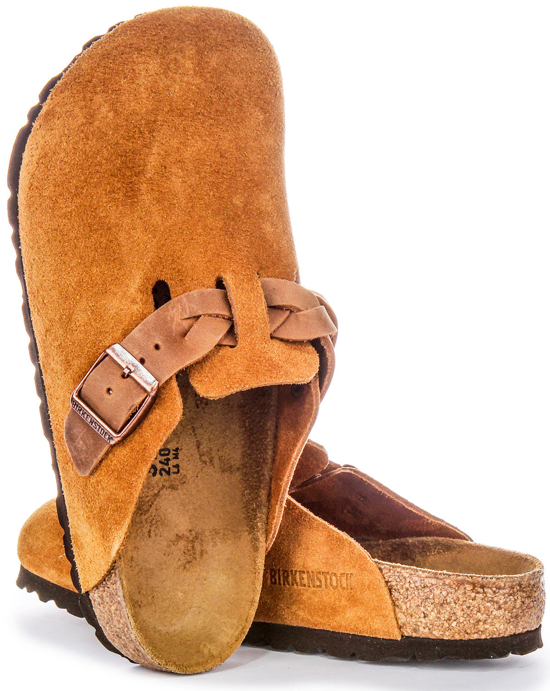 Birkenstock Boston Clogs | Mink suede leather - Braided Strap for Women