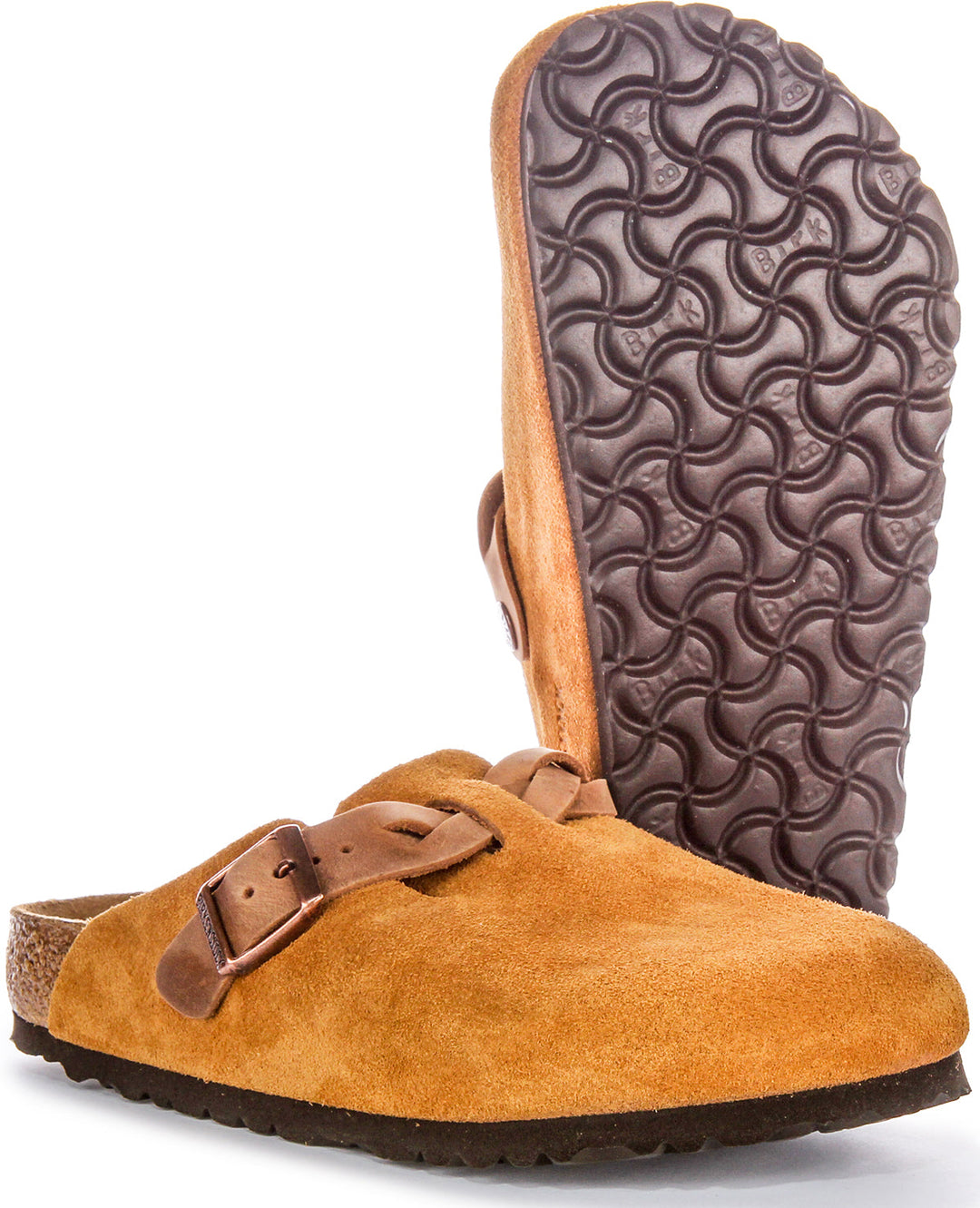 Birkenstock Boston Clogs | Mink suede leather - Braided Strap for Women
