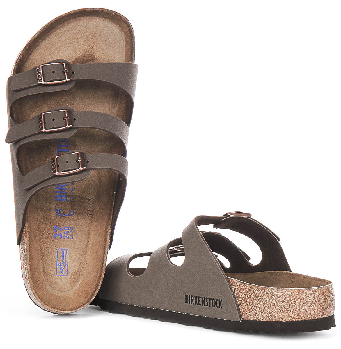 Sandali Birkenstock Florida | Pelle genuina color moka - Plantare morbido per donna - Vestibilità regolare