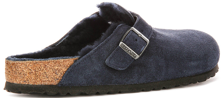 Birkenstock Boston Clogs | Navy shearling-lined suede for Women - Regular Fit