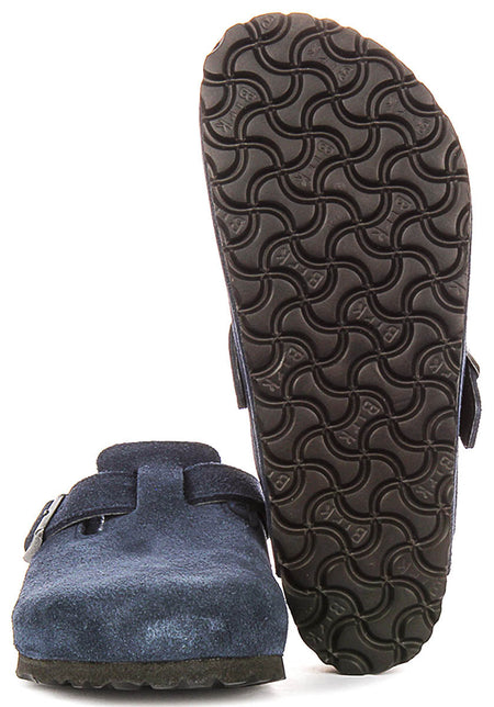 Birkenstock Boston Clogs | Navy shearling-lined suede for Women - Regular Fit
