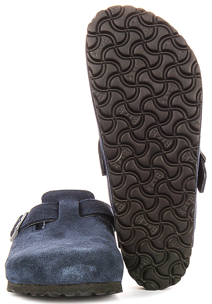 Birkenstock Boston Clogs | Navy shearling-lined suede for Women - Regular Fit