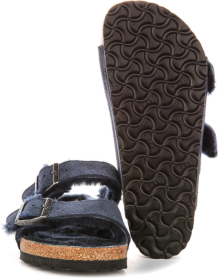 Birkenstock Arizona Sandals | Navy shearling-lined suede for Women - Regular Fit