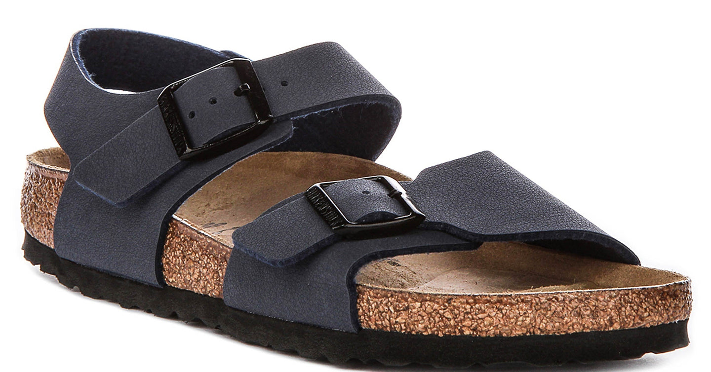 Scarpe Birkenstock New York | materiale della tomaia originale Birkenstock blu navy per bambini - calzata stretta