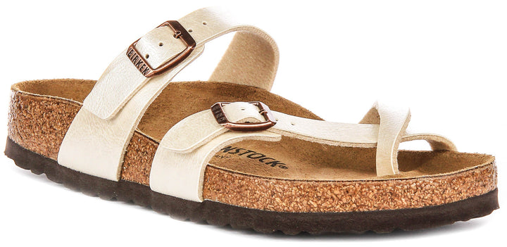 Birkenstock Mayari Sandals | Pearl White Birko-Flor - Metallic Finish for Women