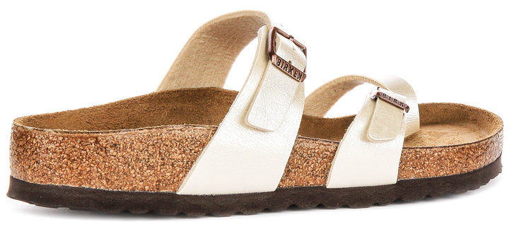Birkenstock Mayari Sandals | Pearl White Birko-Flor - Metallic Finish for Women