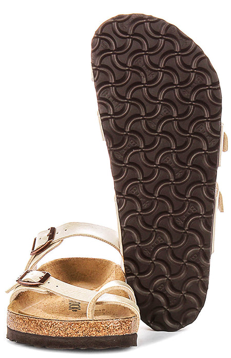 Sandales Birkenstock Mayari | Birko-Flor blanc perle – finition métallisée pour femme