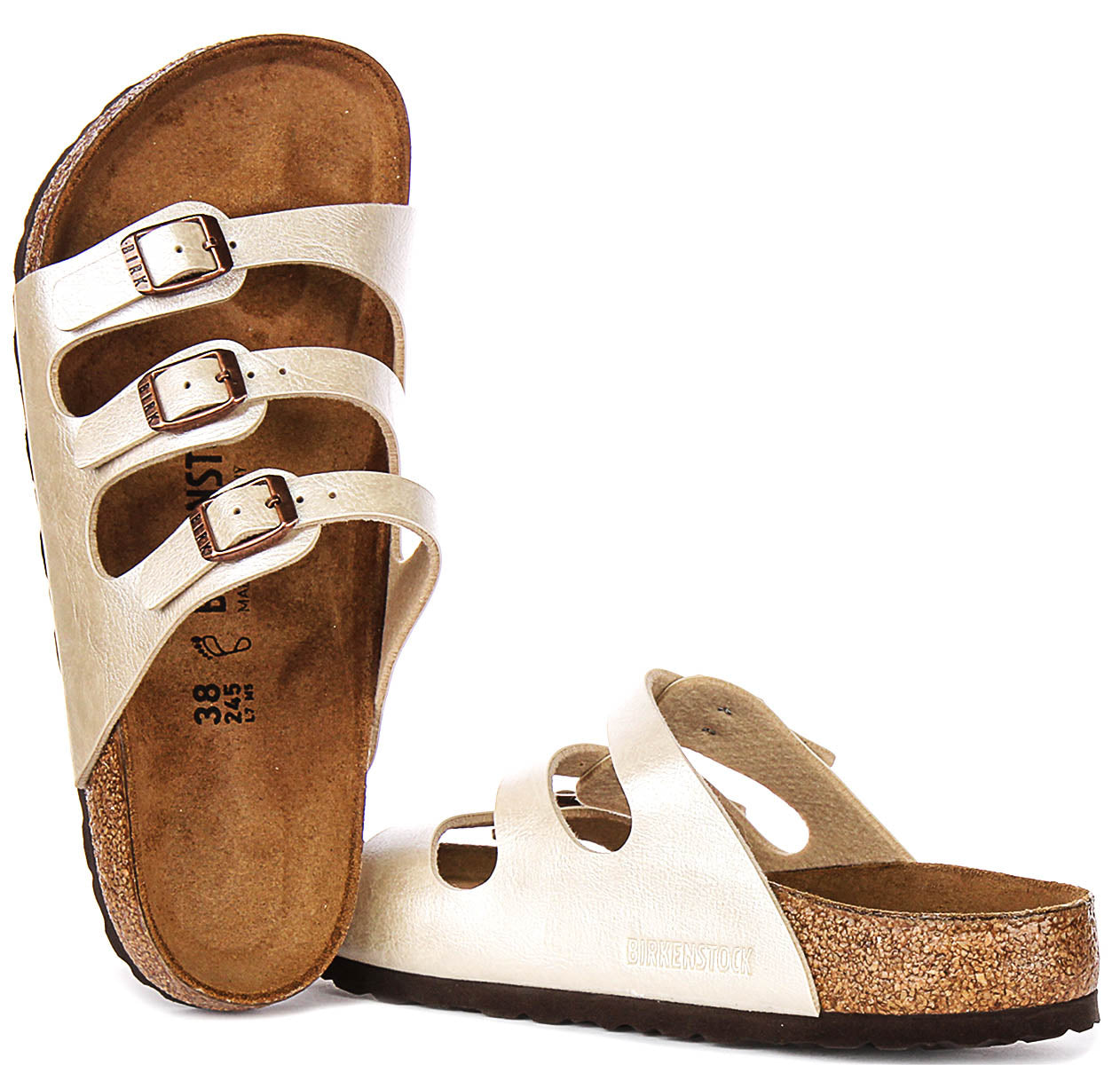 Birkenstock Florida Sandals | Pearl White Birko-Flor for Women - Regular Fit