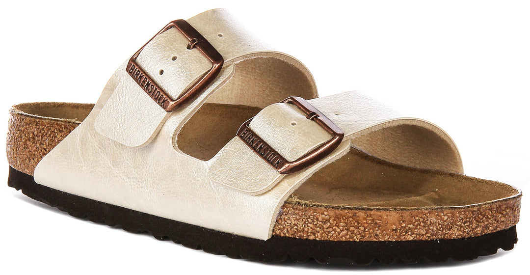 Birkenstock Arizona Sandals | Pearl White Birko-Flor for Women - Regular Fit