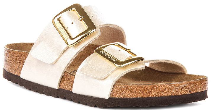 Birkenstock Sydney Cushion Clogs | Pearl White Birko-Flor for Women - Regular Fit