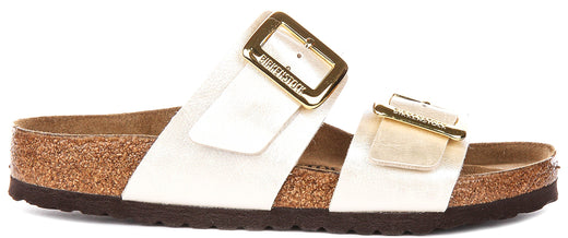 Birkenstock Sydney Cushion-tofflor | Pärlvit Birko-Flor för kvinnor – normal läst