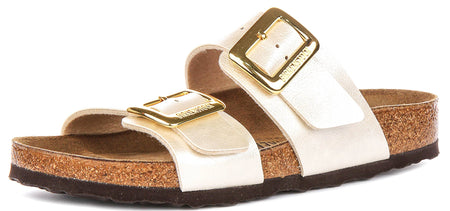 Zoccoli Birkenstock Sydney Cushion | Birko-Flor bianco perla da donna - calzata regolare