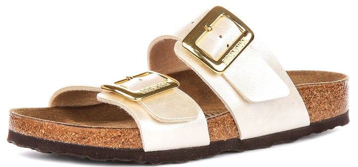 Birkenstock Sydney Cushion Clogs | Pearl White Birko-Flor for Women - Regular Fit