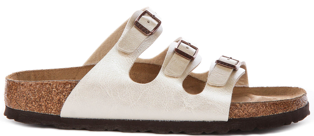 Birkenstock Florida Sandals | Pearl White Birko-Flor for Women - Narrow Fit