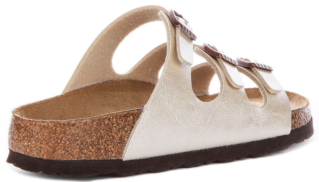 Birkenstock Florida Sandals | Pearl White Birko-Flor for Women - Narrow Fit