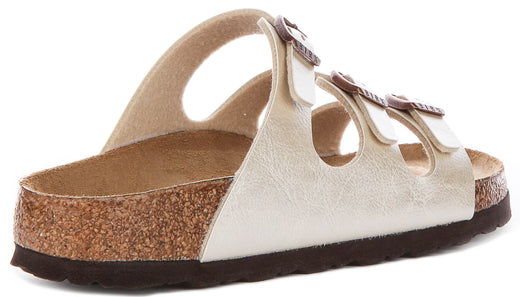 Birkenstock Florida Sandals | Pearl White Birko-Flor for Women - Narrow Fit