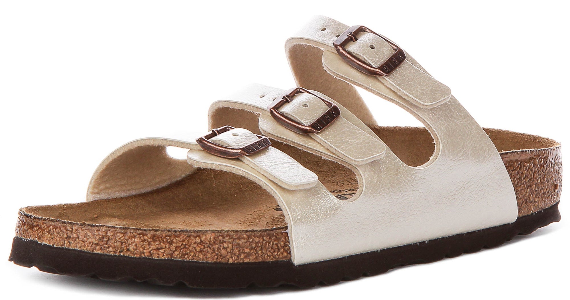 Sandali Birkenstock Florida | Birko-Flor bianco perla da donna - calzata stretta