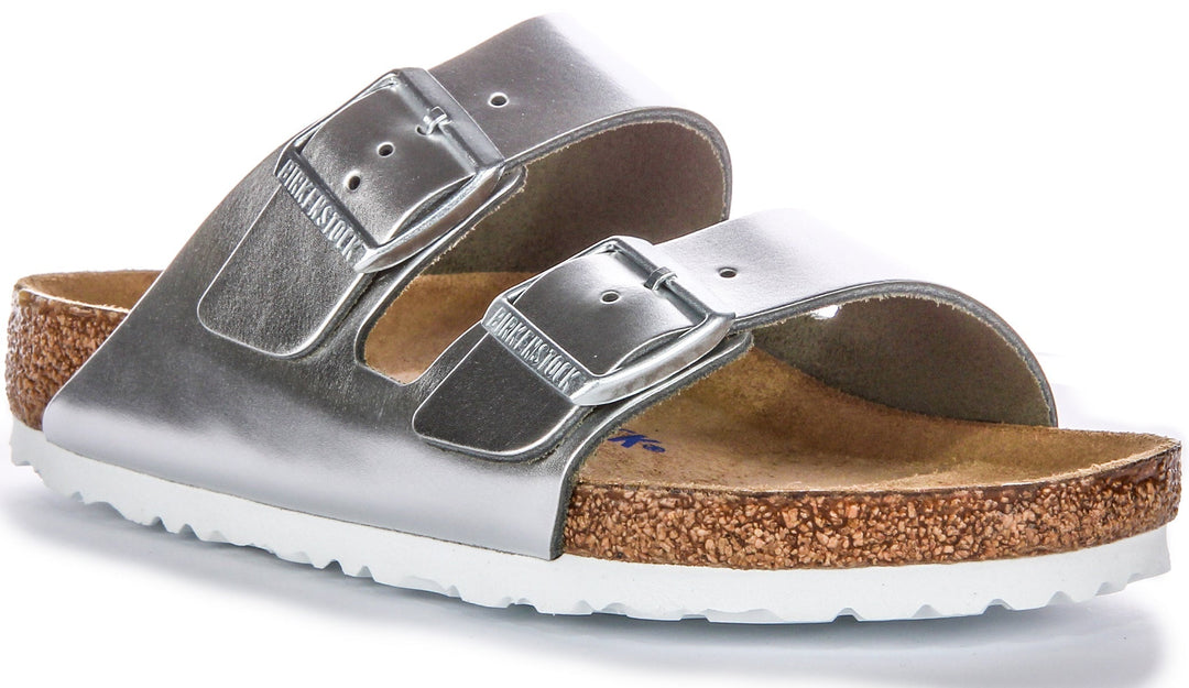 Birkenstock Arizona Sandals | Silver genuine leather for Women