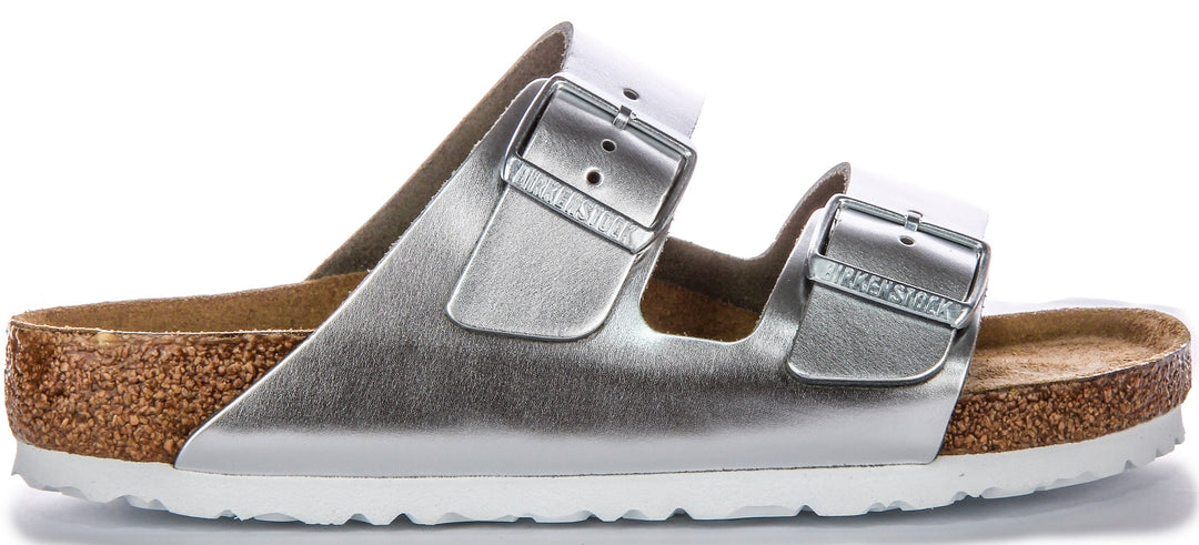 Birkenstock Arizona Sandals | Silver genuine leather for Women