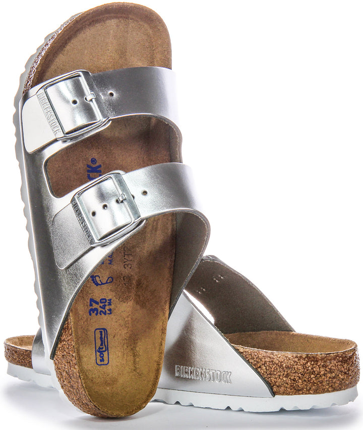 Birkenstock Arizona Sandals | Silver genuine leather for Women