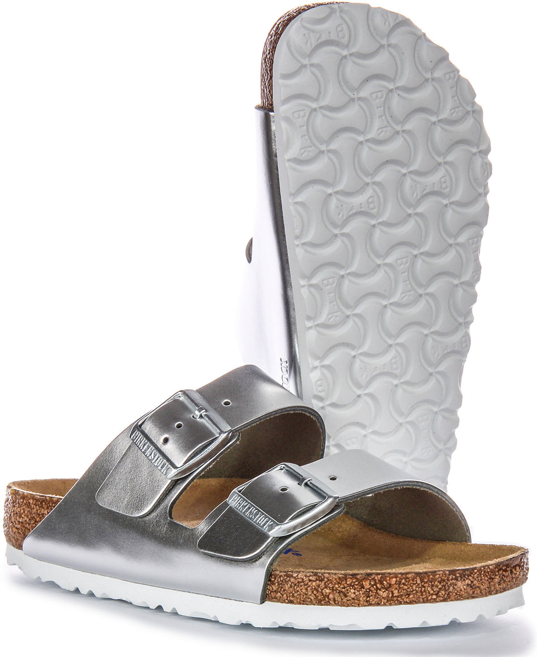 Birkenstock Arizona Sandals | Silver genuine leather for Women
