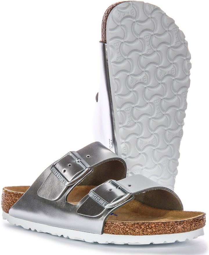 Birkenstock Arizona Sandals | Silver genuine leather for Women