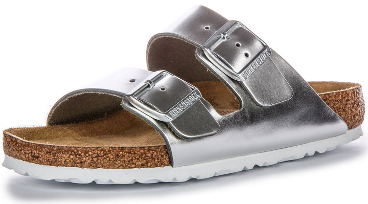 Birkenstock Arizona Sandals | Silver genuine leather for Women