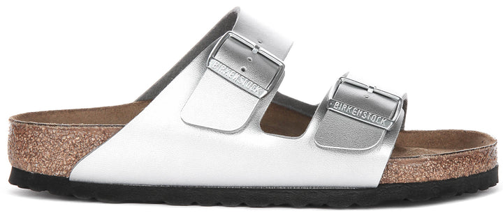 Birkenstock Arizona Sandals | Silver Birko-Flor for Women - Regular Fit