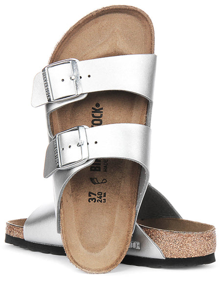 Birkenstock Arizona Sandals | Silver Birko-Flor for Women - Regular Fit