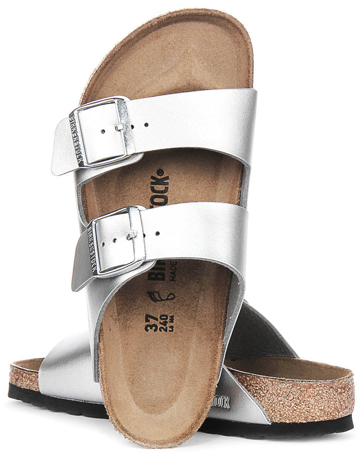 Birkenstock Arizona Sandals | Silver Birko-Flor for Women - Regular Fit