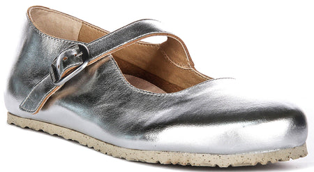 Scarpe Birkenstock Tracy | Tomaia argentata in materiale caratteristico Birkenstock per uomo e donna