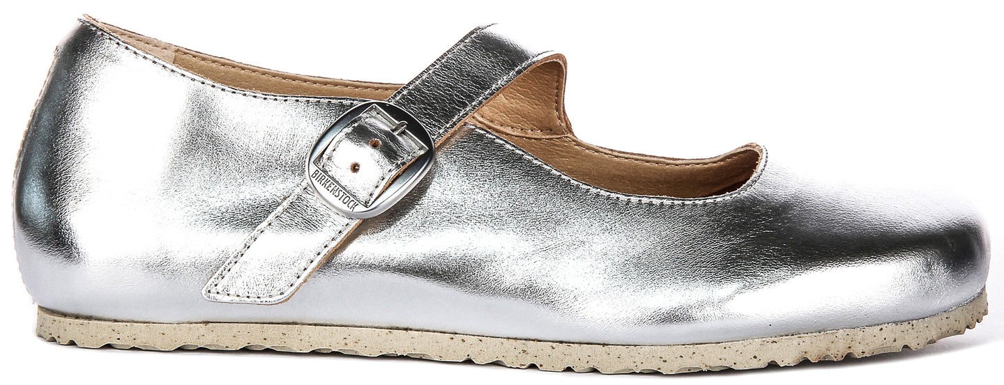 Zapatos Birkenstock Tracy | material superior característico de Birkenstock plateado para hombres y mujeres