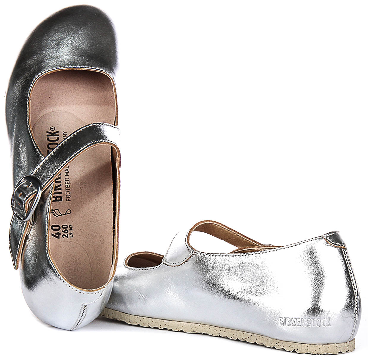 Zapatos Birkenstock Tracy | material superior característico de Birkenstock plateado para hombres y mujeres