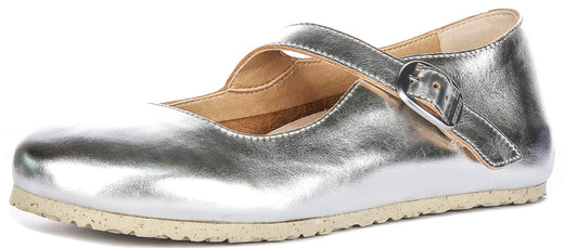 Zapatos Birkenstock Tracy | material superior característico de Birkenstock plateado para hombres y mujeres