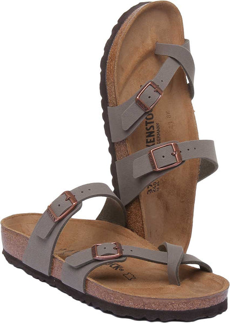 Sandali Birkenstock Mayari | Birko-Flor color pietra - finitura metallizzata da donna
