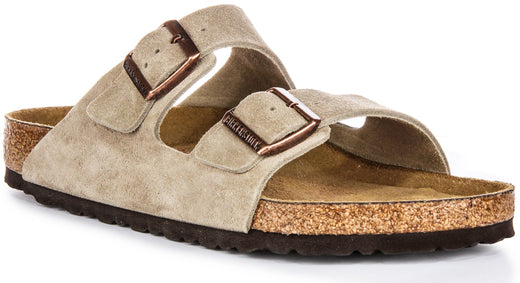 Birkenstock Arizona Sandals | Taupe suede leather - Soft Footbed for Men and Women