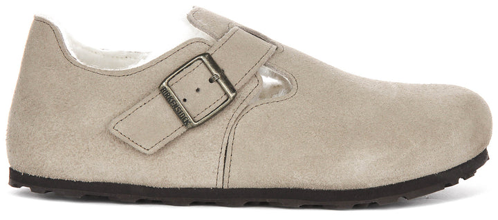 Birkenstock London Clogs | Taupe shearling-lined suede for Women