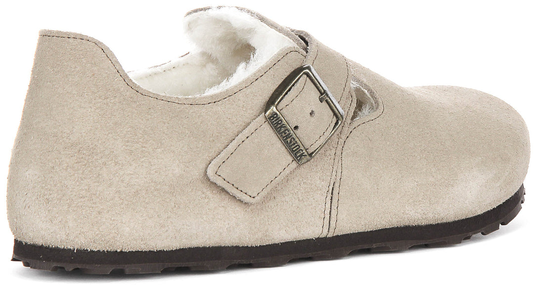 Birkenstock London Clogs | Taupe shearling-lined suede for Women