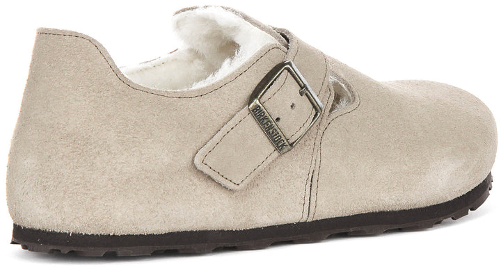 Birkenstock London Clogs | Taupe shearling-lined suede for Women
