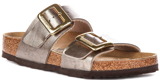 Birkenstock Sydney Cushion Clogs | Taupe suede leather for Women - Regular Fit