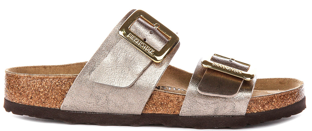Birkenstock Sydney Cushion Clogs | Taupe suede leather for Women - Regular Fit