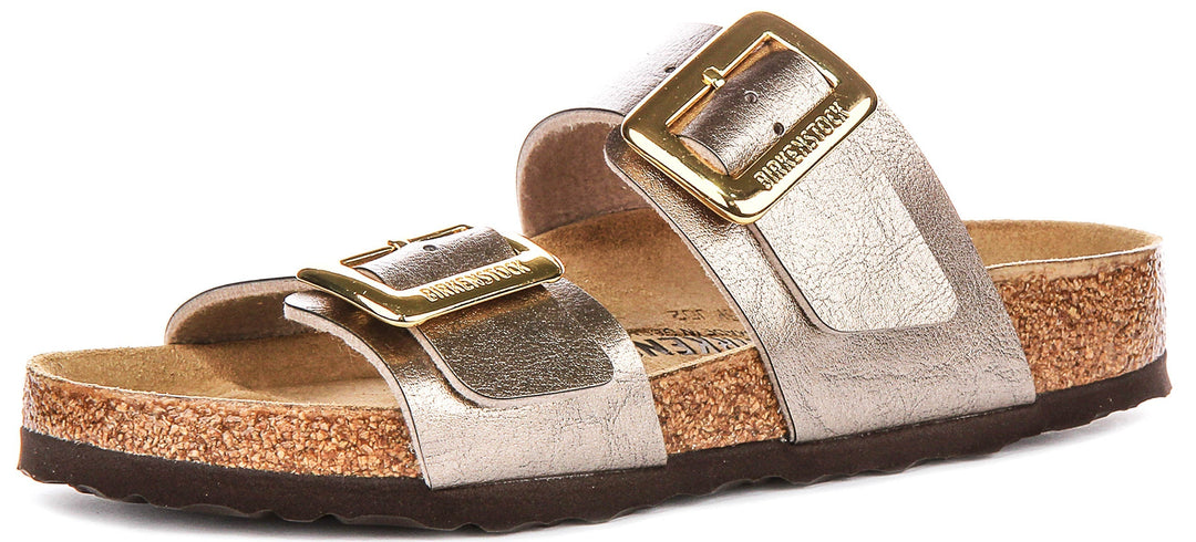 Birkenstock Sydney Cushion Clogs | Taupe suede leather for Women - Regular Fit