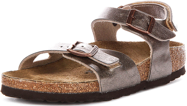 Birkenstock Rio Sandals | Taupe Birko-Flor for Kids - Narrow Fit