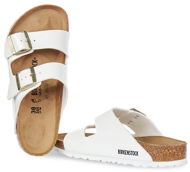 Birkenstock Arizona Sandals | White patent-finish leather for Women - Regular Fit